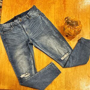 Bluenotes Jordan Push Up Jegging Women's Blue Distressed Denim Button sz 10